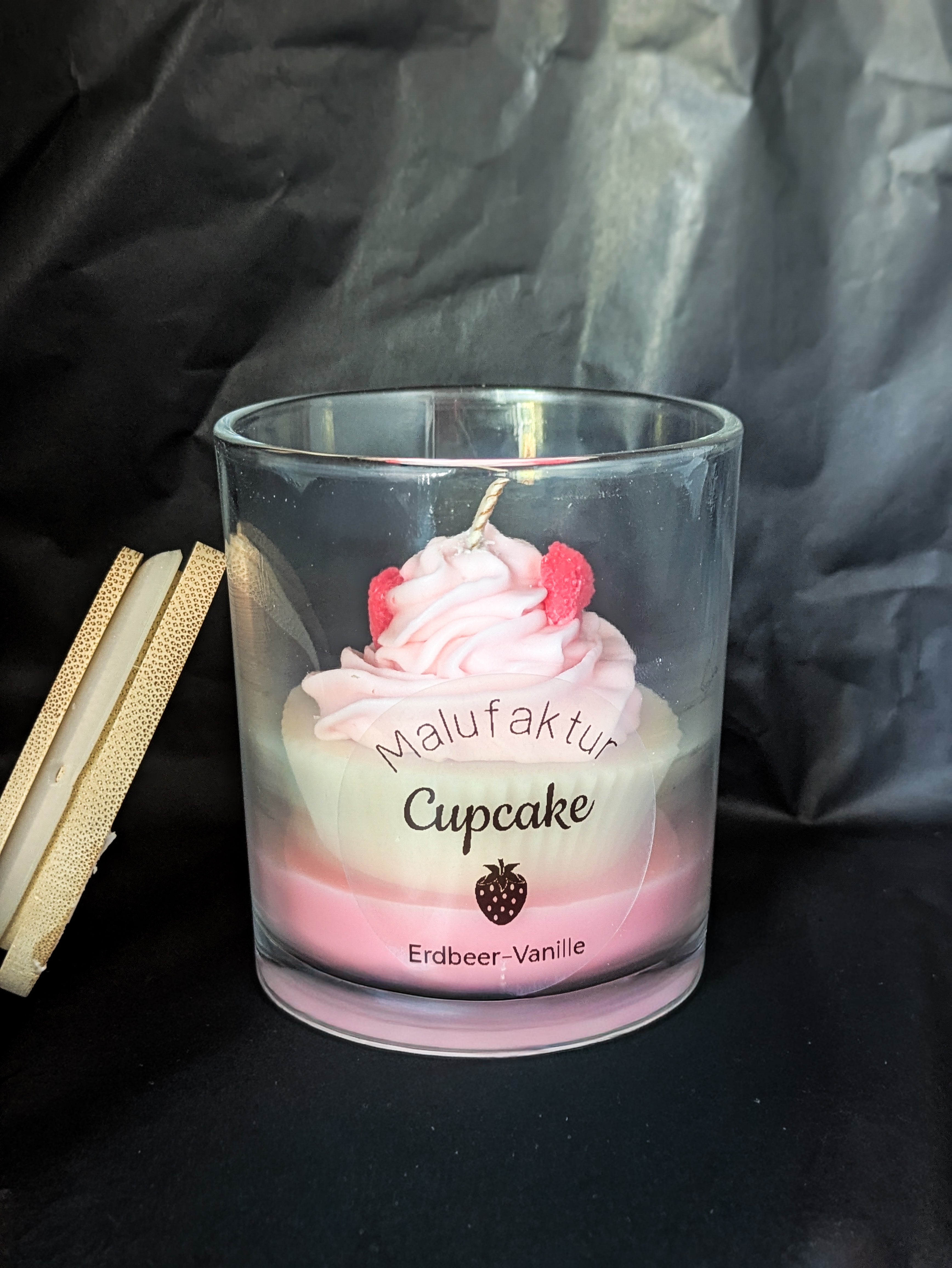 Cupcake Kerze Erdbeer/Vanille